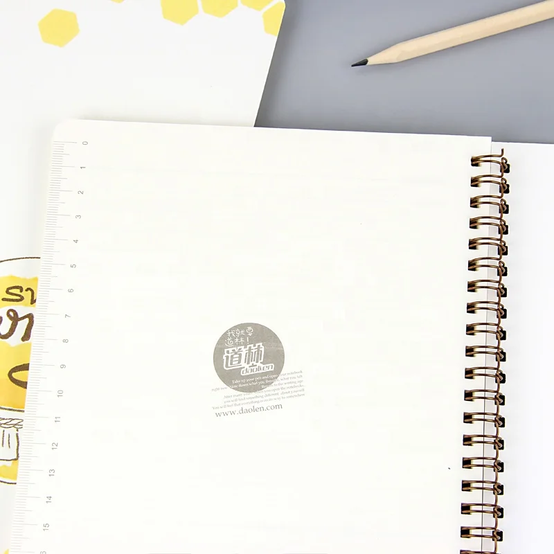 School office double spiral rings round edge soft cover notebook with line pages