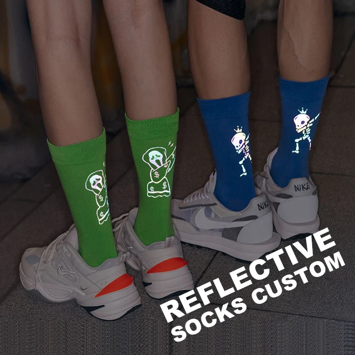 running cycling glow in the dark reflective sport socks custom logo reflective socks customize 3m reflective socks