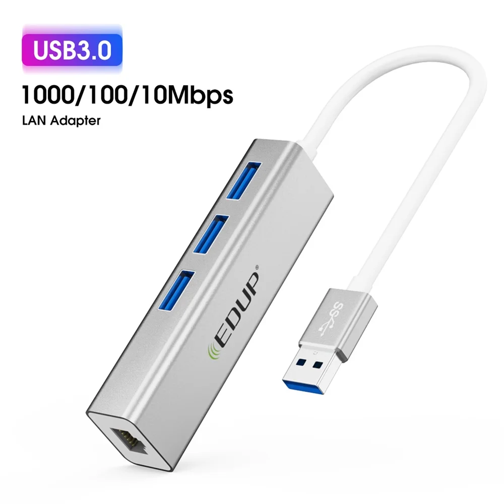 EDUP 10/100/1000 Converter USB Hub 4-in-1to Gigabit Ethernet Adapter LAN Adapter USB To RJ45 Hub Adapter