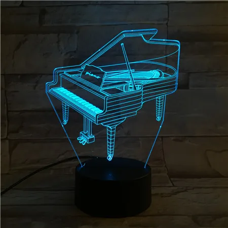 
Factory wholesales piano shape 3D Night Light 3D Illusion Lamp ABS Base 3D LED Night Light with 7 colors changing 