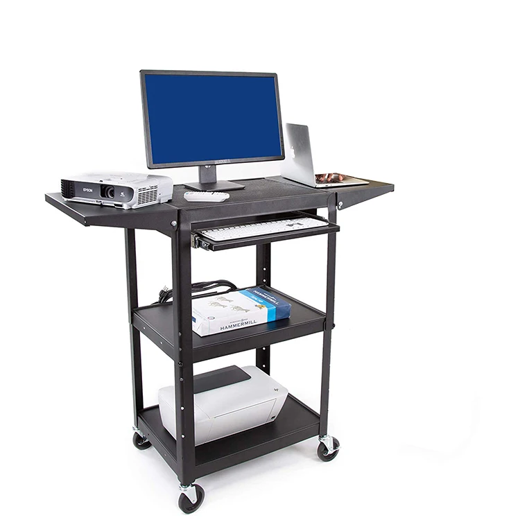 Classroom Supplies Furniture AV Equipment Adjustable Shelves Computer Desk Cart Tv Stand With Wheels