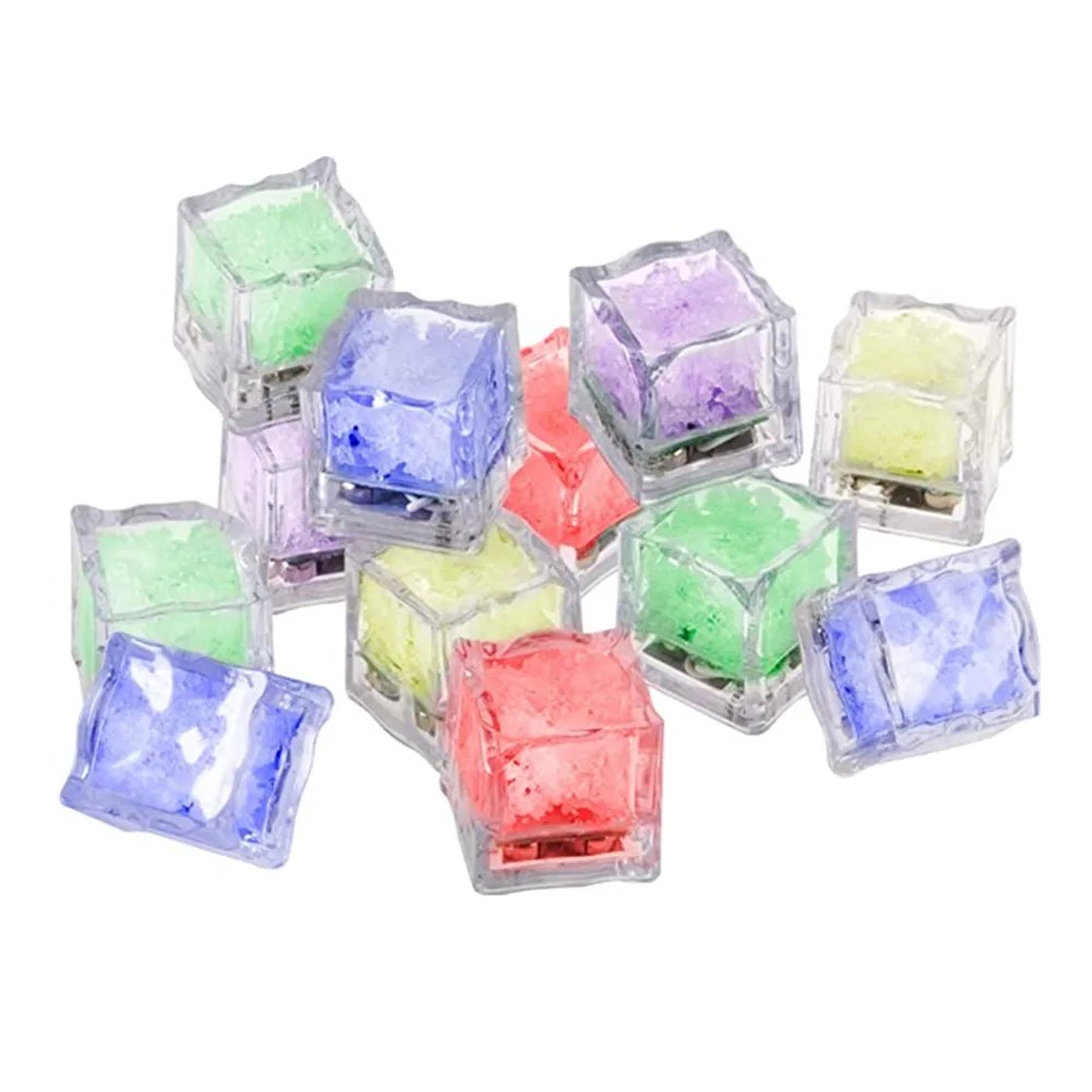 
Reusable Glowing Flashing Multi Color Liquid Sensor Led Light Up Ice Cubes for Drinks Club Bar Party Wedding Holiday Decoration 