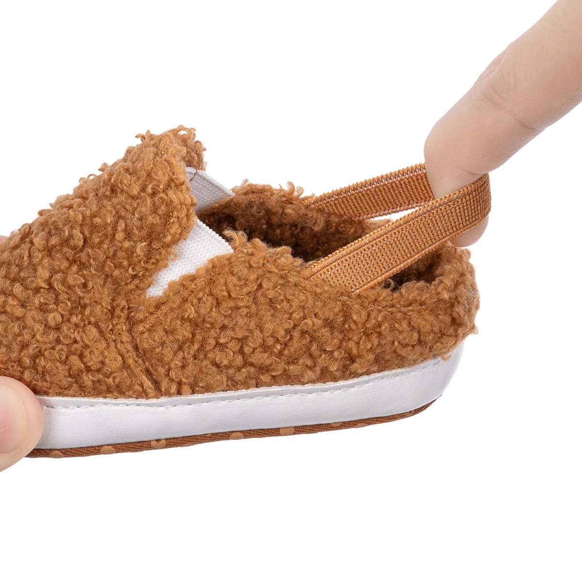 Customize Baby Faux Fur Fleece Slippers Design Non-Slip Warm Baby Shoes Crib Shoes