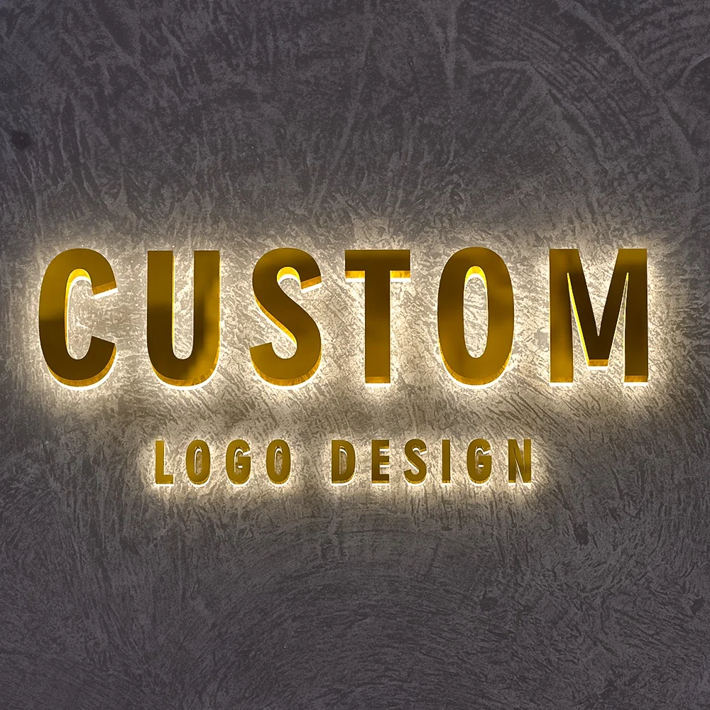 Stainless steel waterproof logo name backlit sign 3d illuminated logo sign company electrical business 3d metal logo