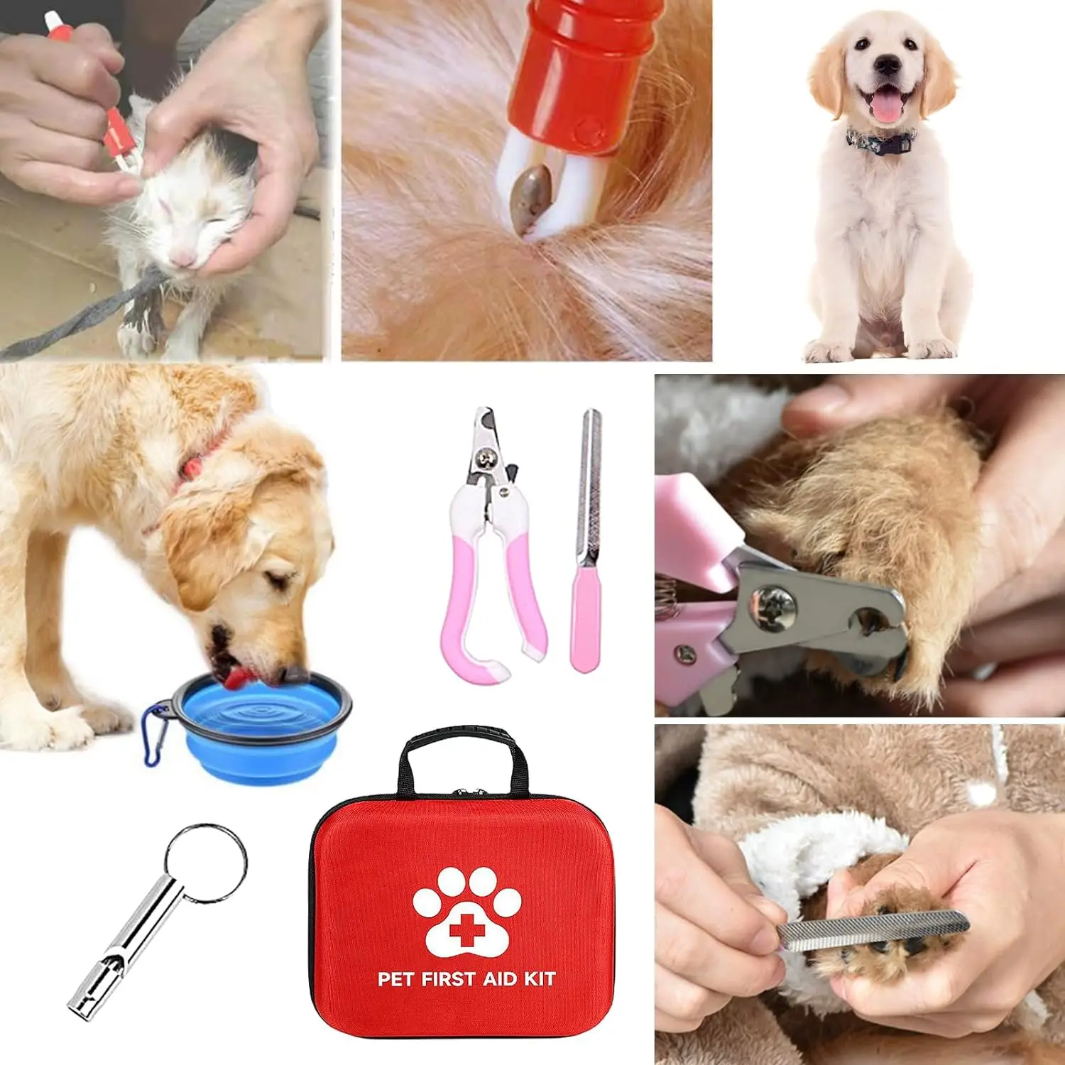 Anthrive Outdoor Portable EVA Waterproof Emergency Dog Cat Pet First Aid Bag Kit For Travel Camping With Medical Supplies