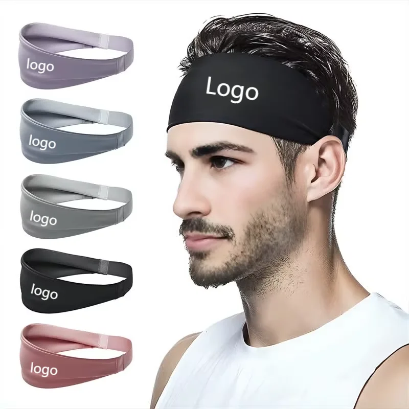 Wholesale Custom Moisture Wicking Elastic Breathable Running Sports Headband with Logo Workout Sports Sweatbands Headband