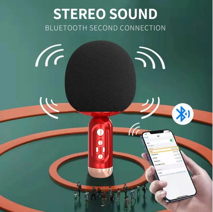 OEM Wireless BT Karaoke Microphone Magic Voice Karaoke Microphone with Speaker Karaoke Microphones for Camping Home Party