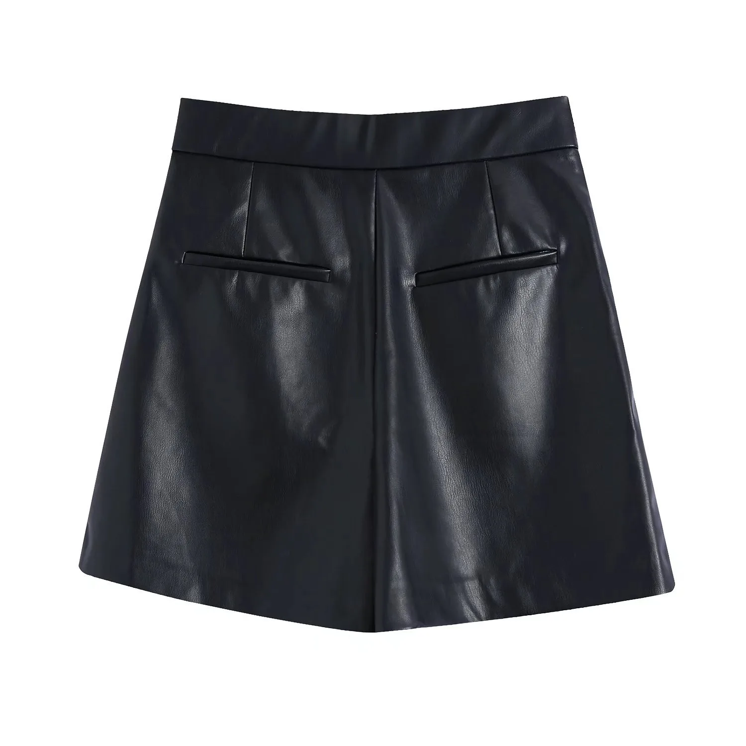 custom winter blank leather shorts for women wholesale elastic waist blank pu shorts high quality plus size casual pu shorts