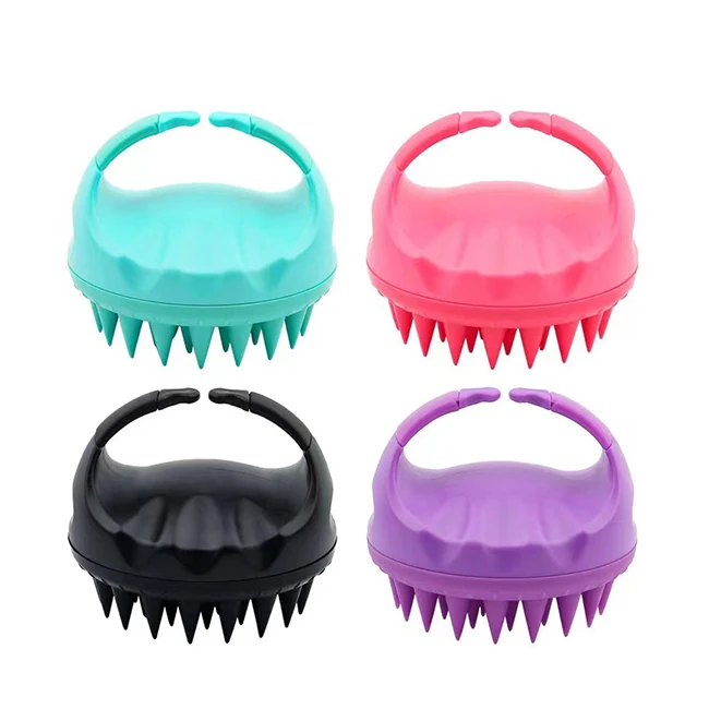 Silicone Round Head Massager Rabbit Handle Hair Washing Comb for Home Use Shampoo Scalp and Body Shower Hairbrush
