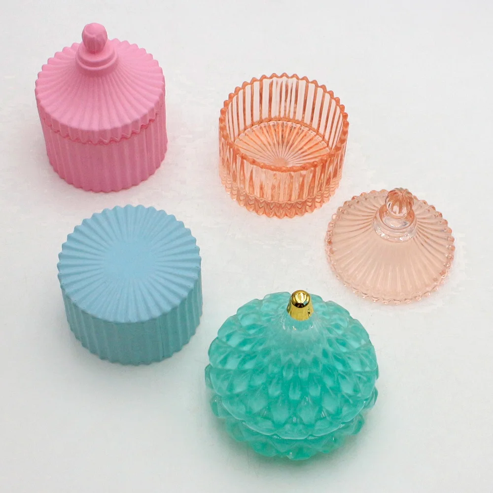 LANGXU custom design gold rim water-drop shape round cylinder unique translucent opaque candy jar set with tower shape lids