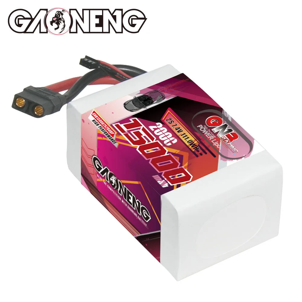 GNB GAONENG 1500mAh 15AH 2S 7.4V 200C XT90 RC LiPo Battery RC Car Drag Racing Drag Pack Soft Pack High Power Fast Speed