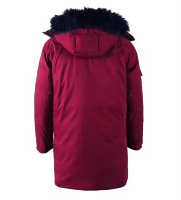 High quality wholesale custom branded   burgundy goose duck  down coats jacket hood parka  men