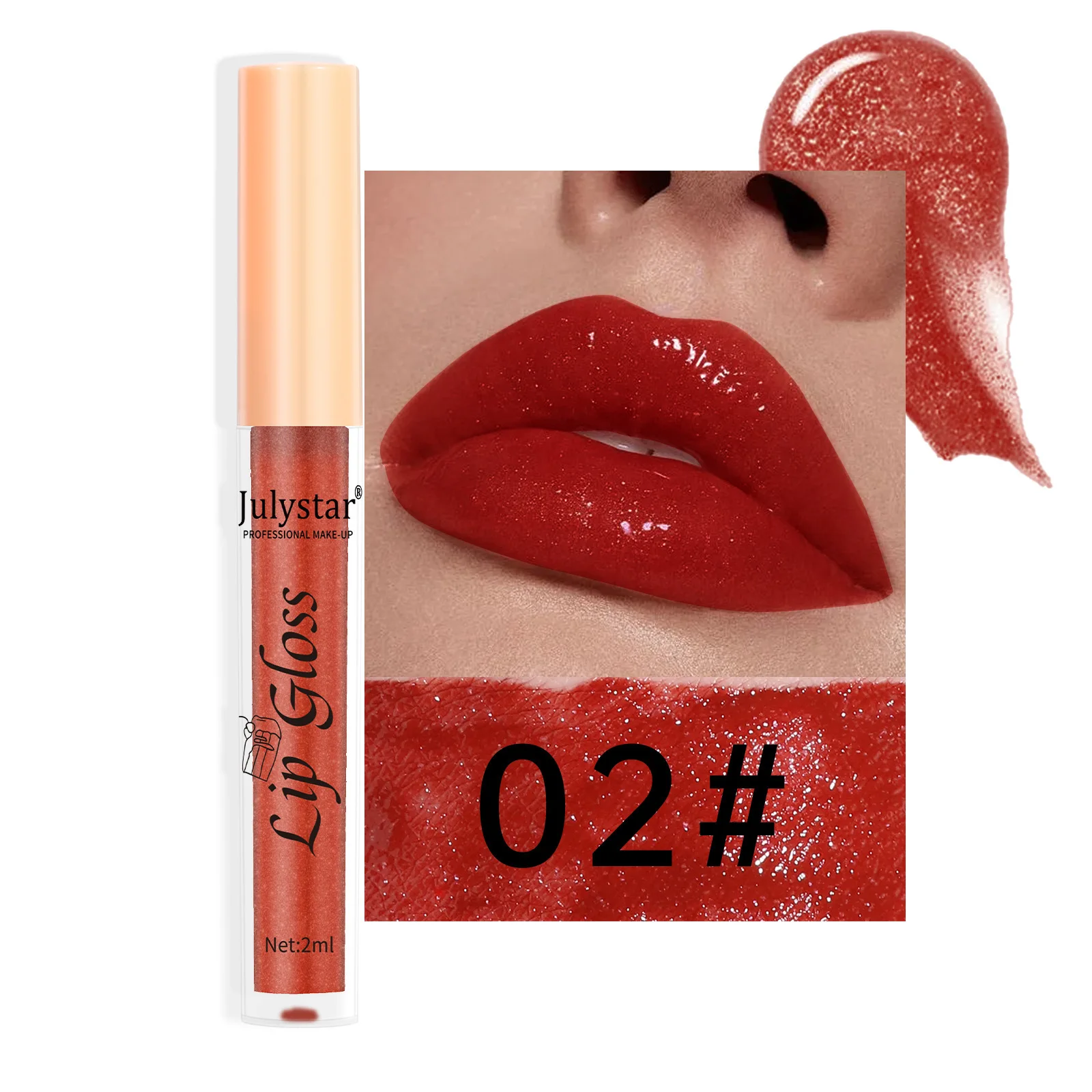 2024 lip gloss  shimmer lip gloss lip gloss stick  8 colors pearl  Dual-purpose lipstick takes on color easily