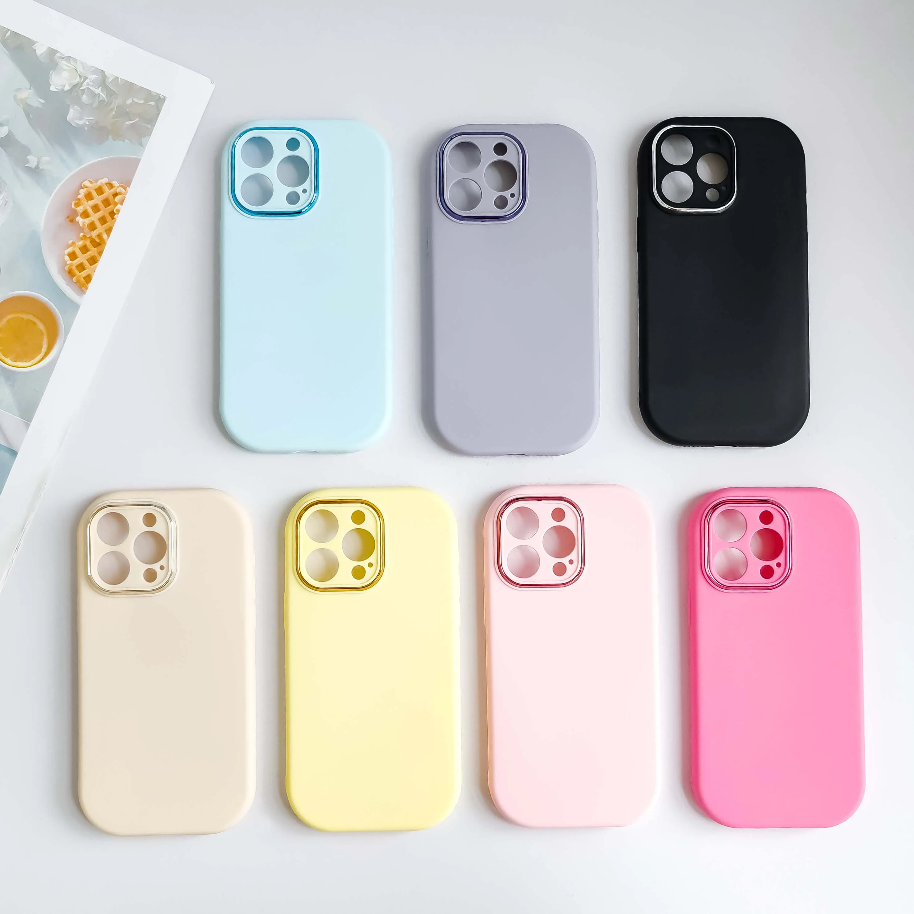 Beautiful Macaron color Full lens camera protector Premium hybrid high quality phone Case for Iphone 16 pro max 15 pro 14