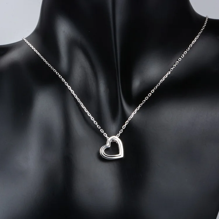 I love you to the moon and back 925 sterling silver double heart pendant necklace