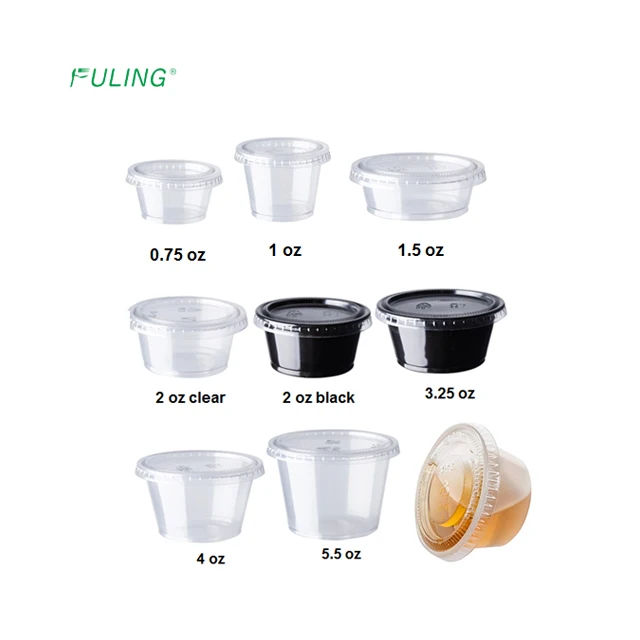FULING Plastic 2 oz Portion Cup Disposable Jello Shots Sauce Cup Condiment Souffle Dressing Mini Containers