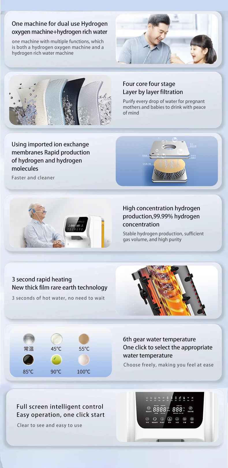 Hydrogen inhalation machine Smart hydrogen rich water machine