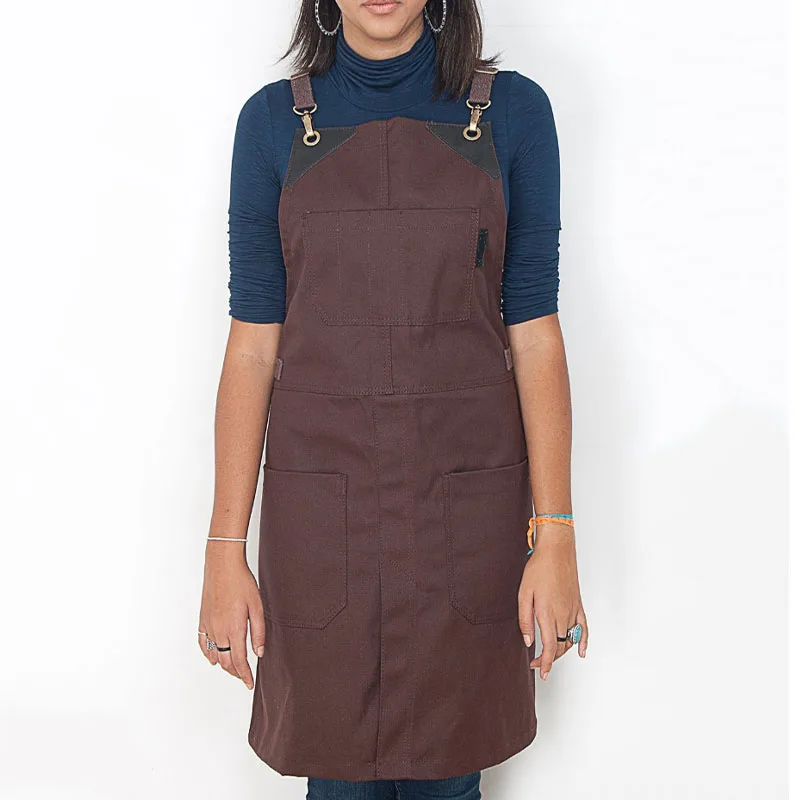 Canvas thickened printing logo printing cafe waiter overalls waist oil-proof and stain-resistant stitching apron