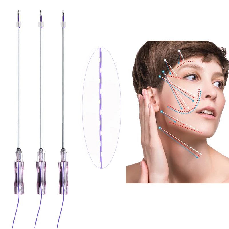 CE Marked Stronger Cheek Breast Butts Lift PDO Hilos W Blunt 18g 100mm Face Lift Molding Whale Teeth Cog Pdo Threads