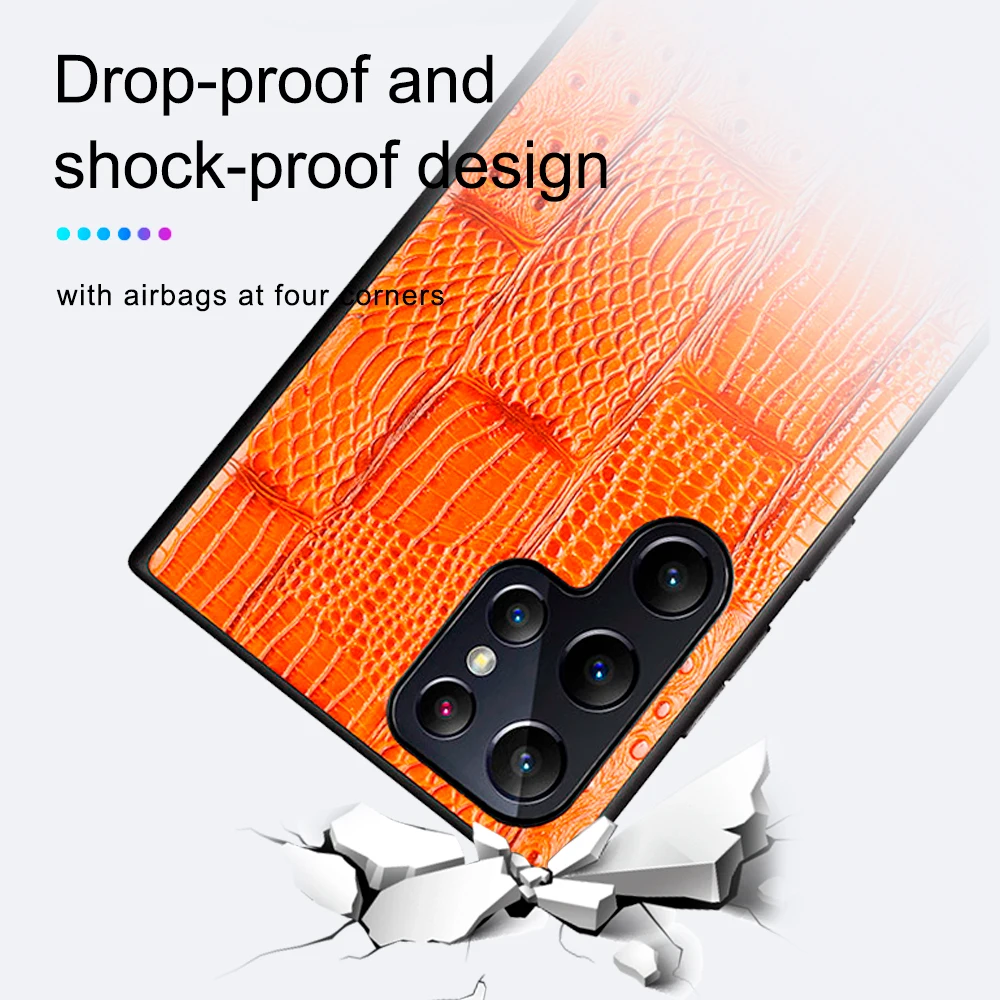 Geili Wholesale Good Quality Top Layer Cowhide Material Anti Fall Phone Case Protective Cover For Samsung S22 Z Flip