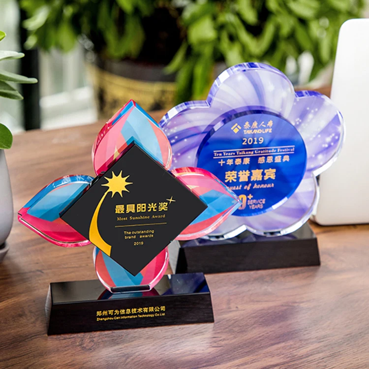 
flower Shape Crystal Awards Plaque for competition award 