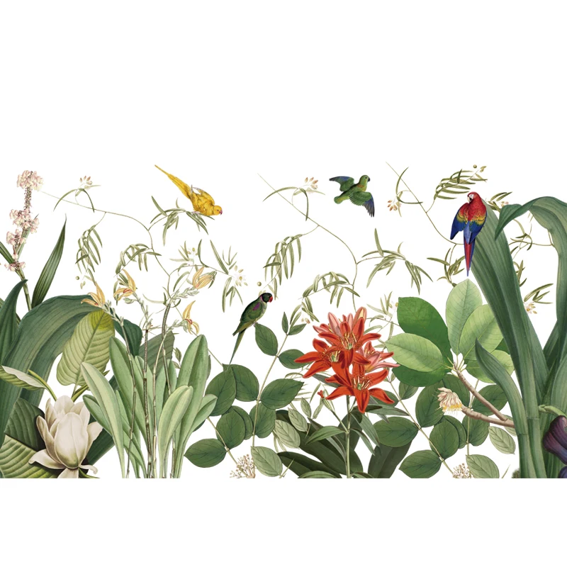 Wall stickers tropical plants art RETRO skirting wall corner decoration stickers green leaf background wall wallpaper