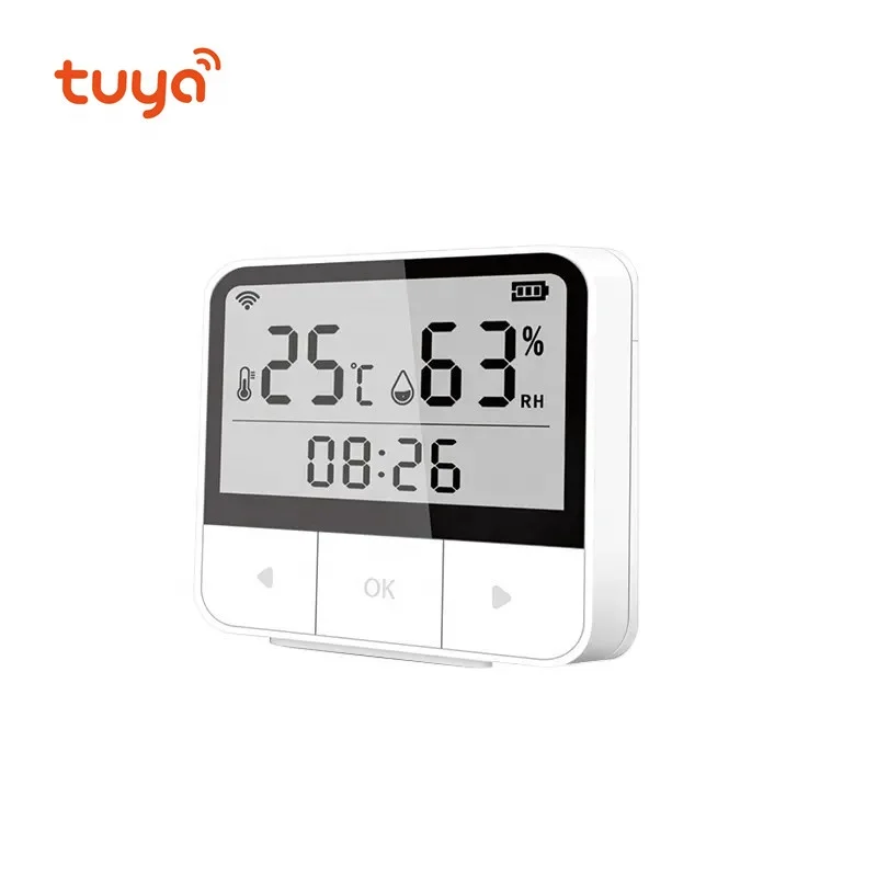 Smart Home Digital LCD WiFi Temperature Humidity Sensor Monitor Thermostat Tuya Thermometer Hygrometer with Alexa Voice Control
