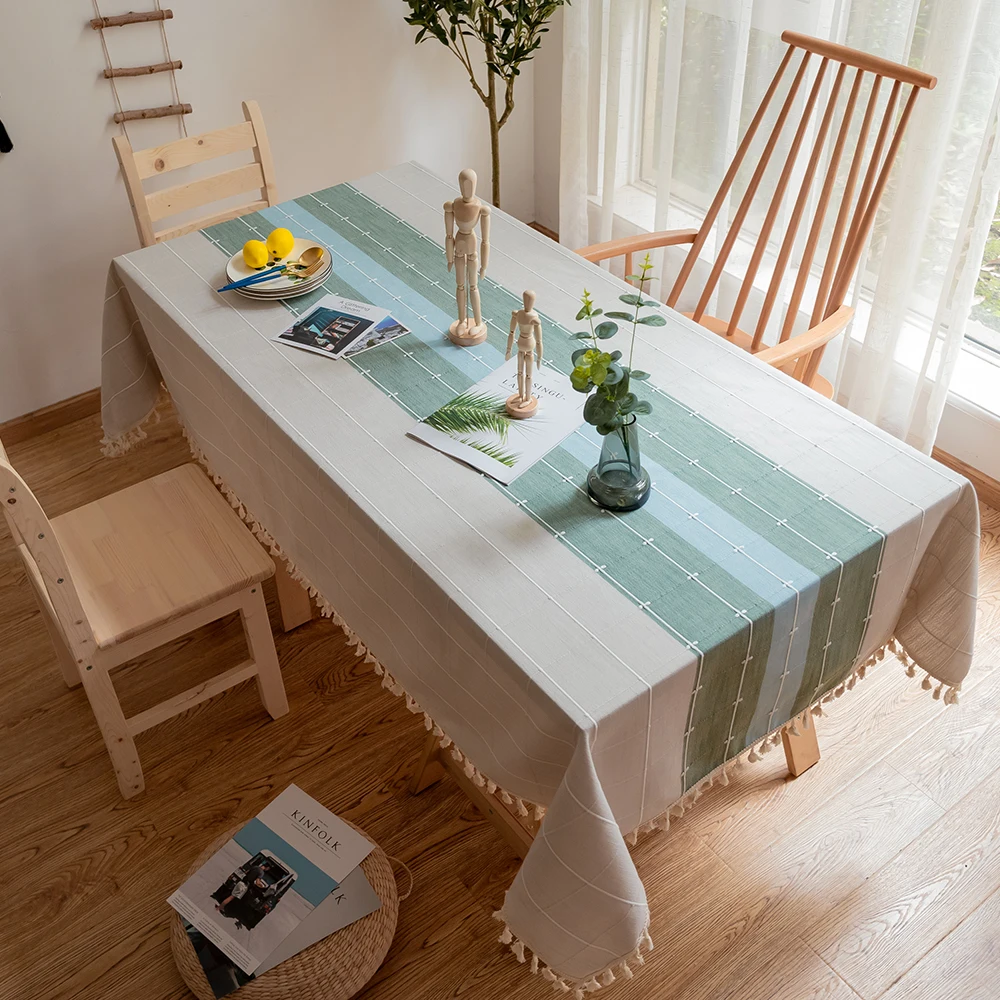 Wholesale new style small tassel tablecloth art cotton linen hotel TV cabinet table coffee clothes covers