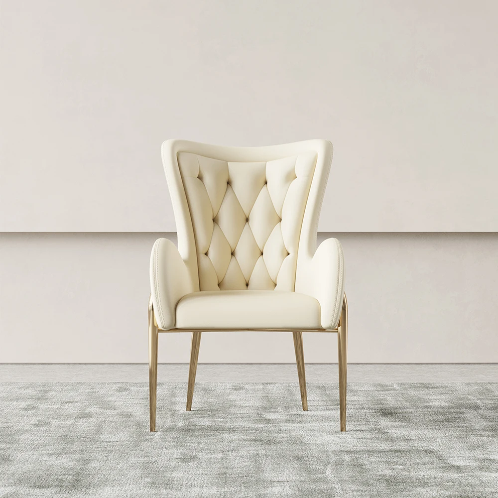 Modern Elegant Design Restaurant Bedroom Living Room Furniture Wingback Upholstered Dining Chair Tufted Button Accent Chairs