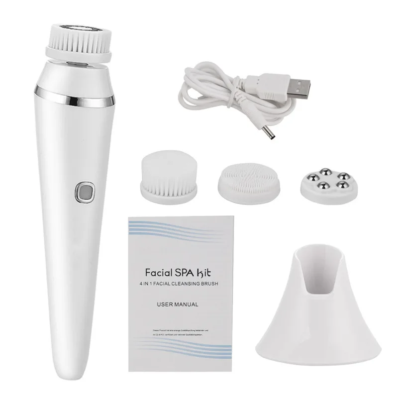 4 in 1 Waterproof Deep Cleaning System Exfoliate Face Cleanser Facial Cleansing Brush