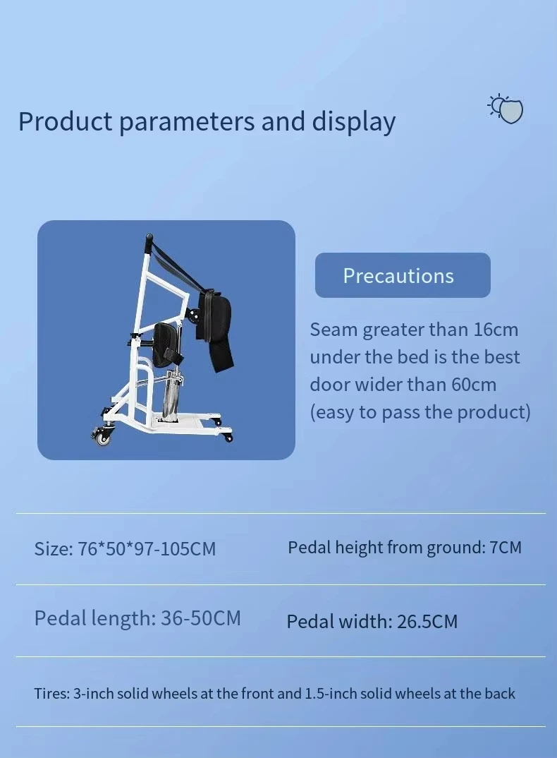 rehabilitation equipment Suitable for the elderly and disabled Comfortable and safe Light and easy to carry transfer chair