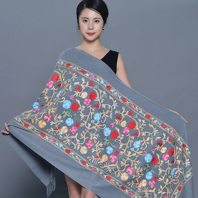 Wholesaler of Best Kashmir Clothing Boho Kashmiri Stoles Shawls Traditional Classic Style Womens Designer Heavy Embroidery Adult