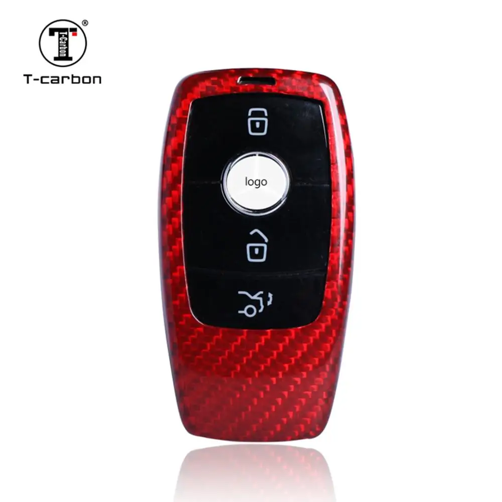 T-carbon Glass Fiber Key Fob Cover  Fit For  Mercedes Benz C class E class new Car Key Case Parts