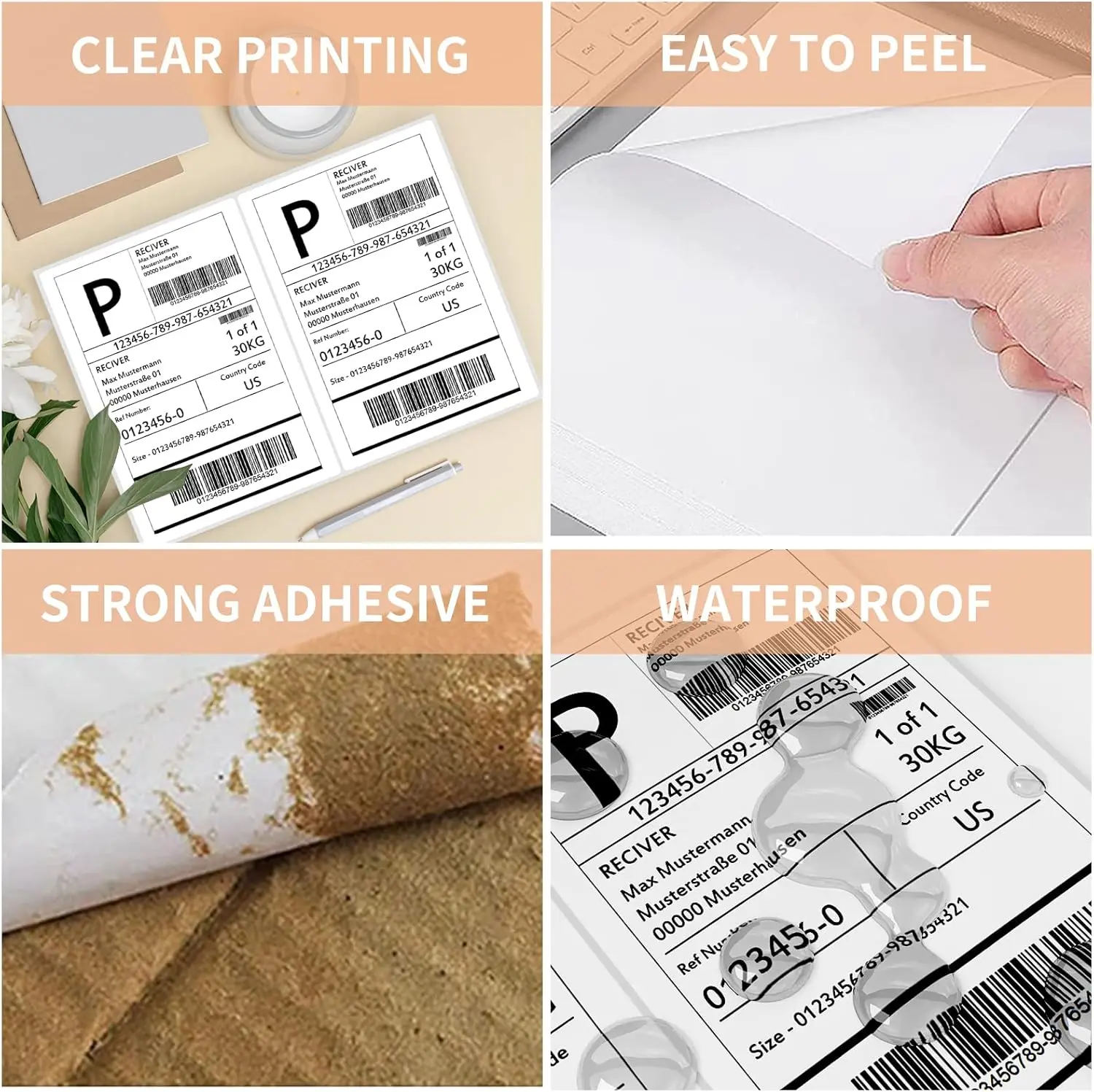 2 4 8 Up Die-cutting Thermal Packaging Film Label sheets 80 A4 printer letter size Die Cut Waterproof Printing Bar code Sticker