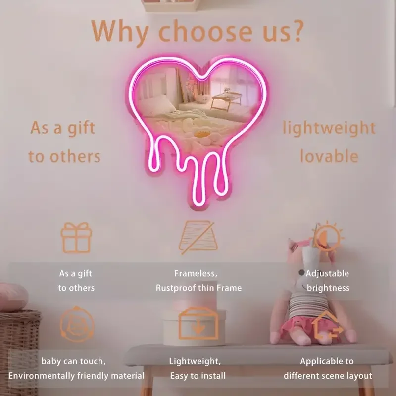 Rebow Free Design Silicone Acrylic Custom Neon Name Sign Logo Pink Love For Wedding Anniversary