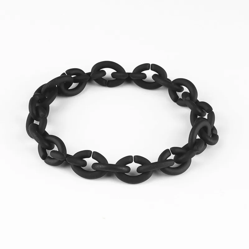 X Jewelry 925 sterling silver black rubber ring bracelet DIY basic bracelet for men and women