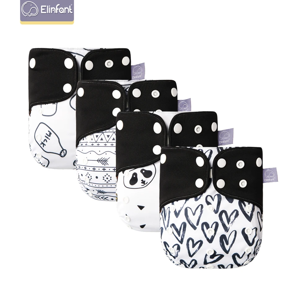 Elinfant new arrival 4pcs set ecological reusable double gussets washable cloth diaper nappy diapers