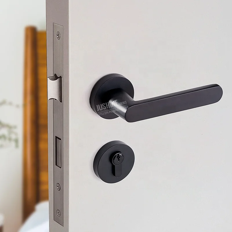 Unlock home office with the Sleek and Stylish round black Lever Door Handle Lock