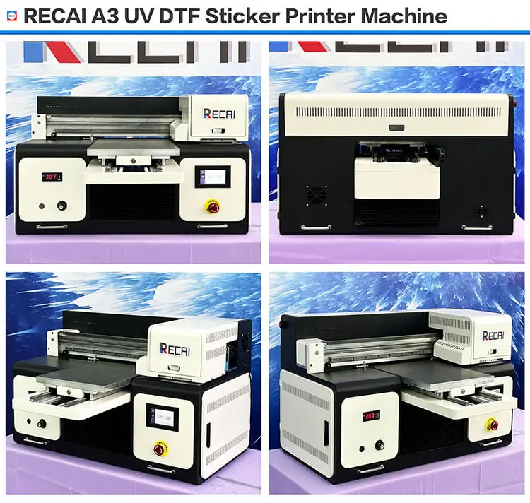 A3 Size RECAI New Product UV DTF Sticker Printer Flatbed Printer with DX8 Heads for Epson