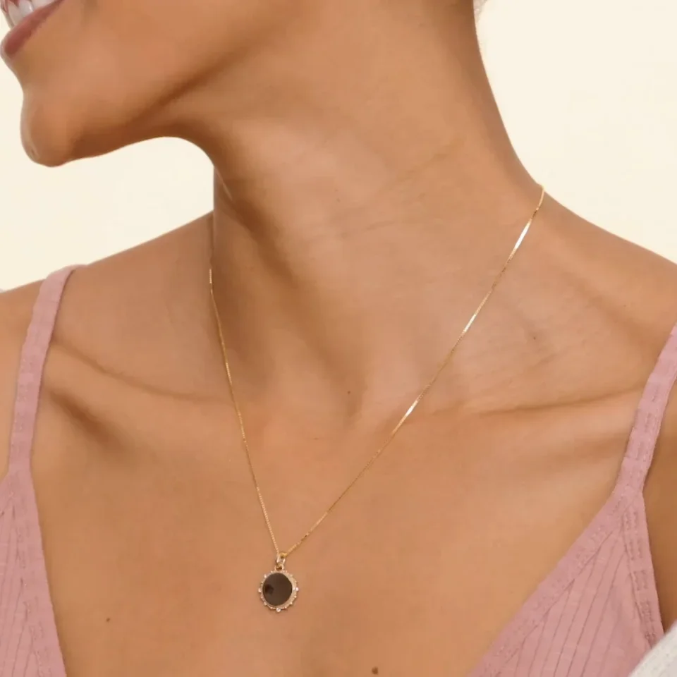 Milskye 14k gold plated fine fashion jewelry brass plated PVD engravable diamond sunlight charm necklace