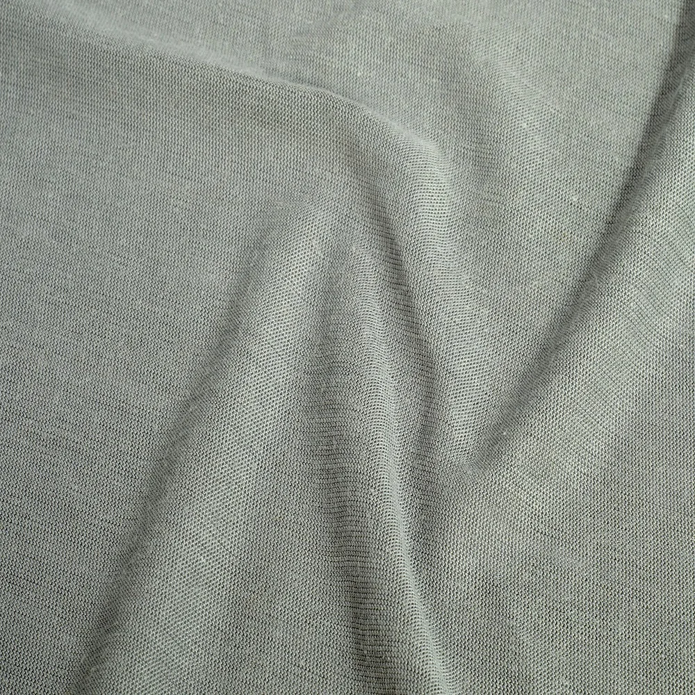 J1017 High quality wholesale natural yarn dyed fabric knitted 85%ramie 15%nylon soft jersey knit sweater fabric for clothing