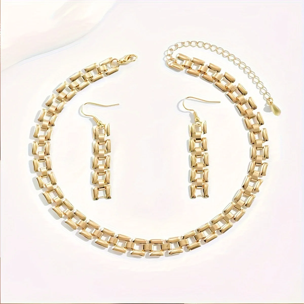 Bohemian Elegant Style Dangle Earrings Necklace Gold Plated Jewelry Set Chunky Long Tassel Earrings Necklace Punk Jewelry