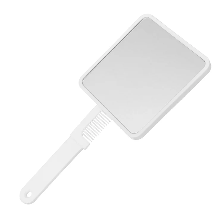 High Quality Customized Logo Mini Portable Cosmetic Makeup Mirror With Comb Single-Sided Square Round Design Bulk Packed