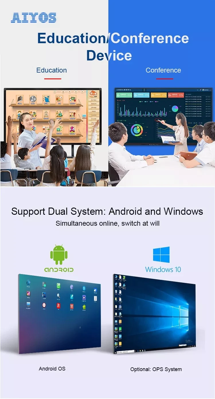 55 inch smart board touch LED screen Electronic Writing Board  Mobile bracket Aluminum Alloy Frame Smart Blackboard for School
