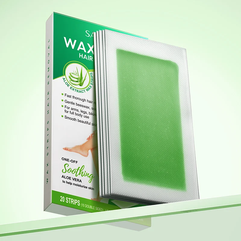 SADOER Skin Care Products Organic Aloe Vera Hair Removal Waxing Strips Depilator Non Woven Fabric Two-Sided Waxing Strips paper
