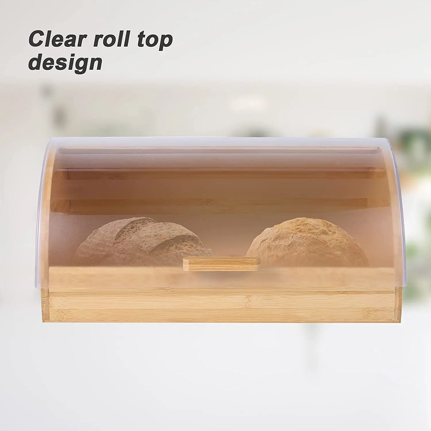 Food Safty Bamboo Retro Bread Box for Kitchen Counter Box OEM Bamboo Breadbox Roll Top