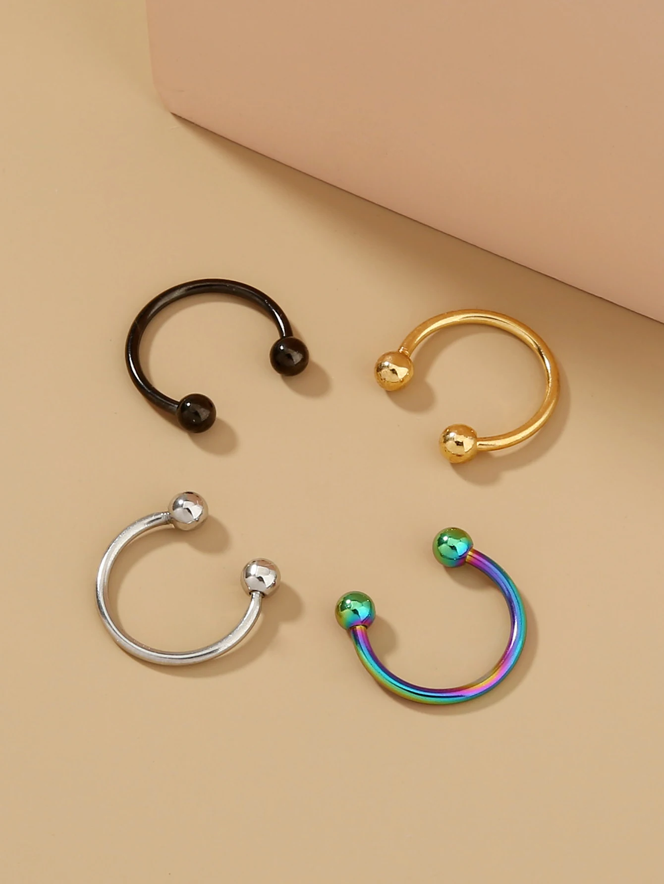 Hip hop Body piercing Copper Stud Horseshoe Rings Zircon C-shaped Nose ring Piercing Jewelry for Women