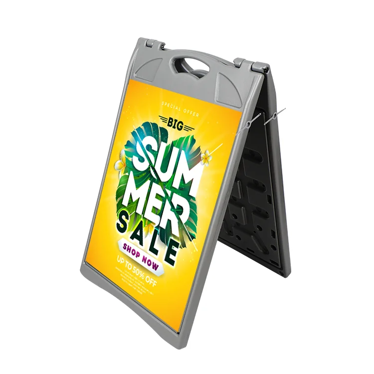 Custom wind resistant pavement sandwich plastic sidewalk sign a frame board