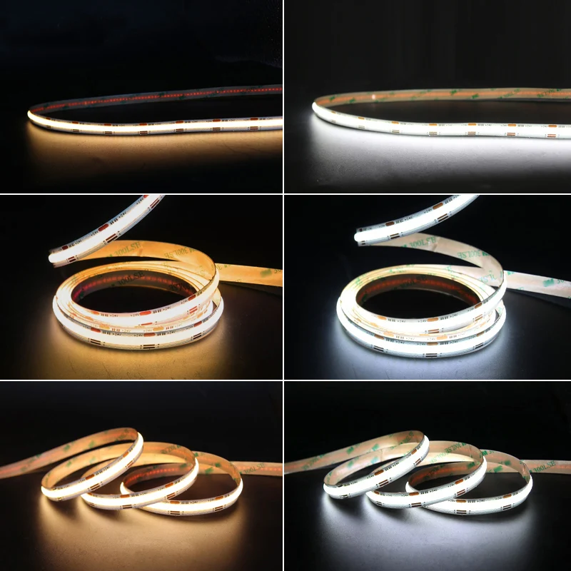 COB CCT LED Strip Lights Dual Color CSP Warm+Cool White 5M Flexible Linear LED Tape Remote Control Tuya Smart DC 24V Controller