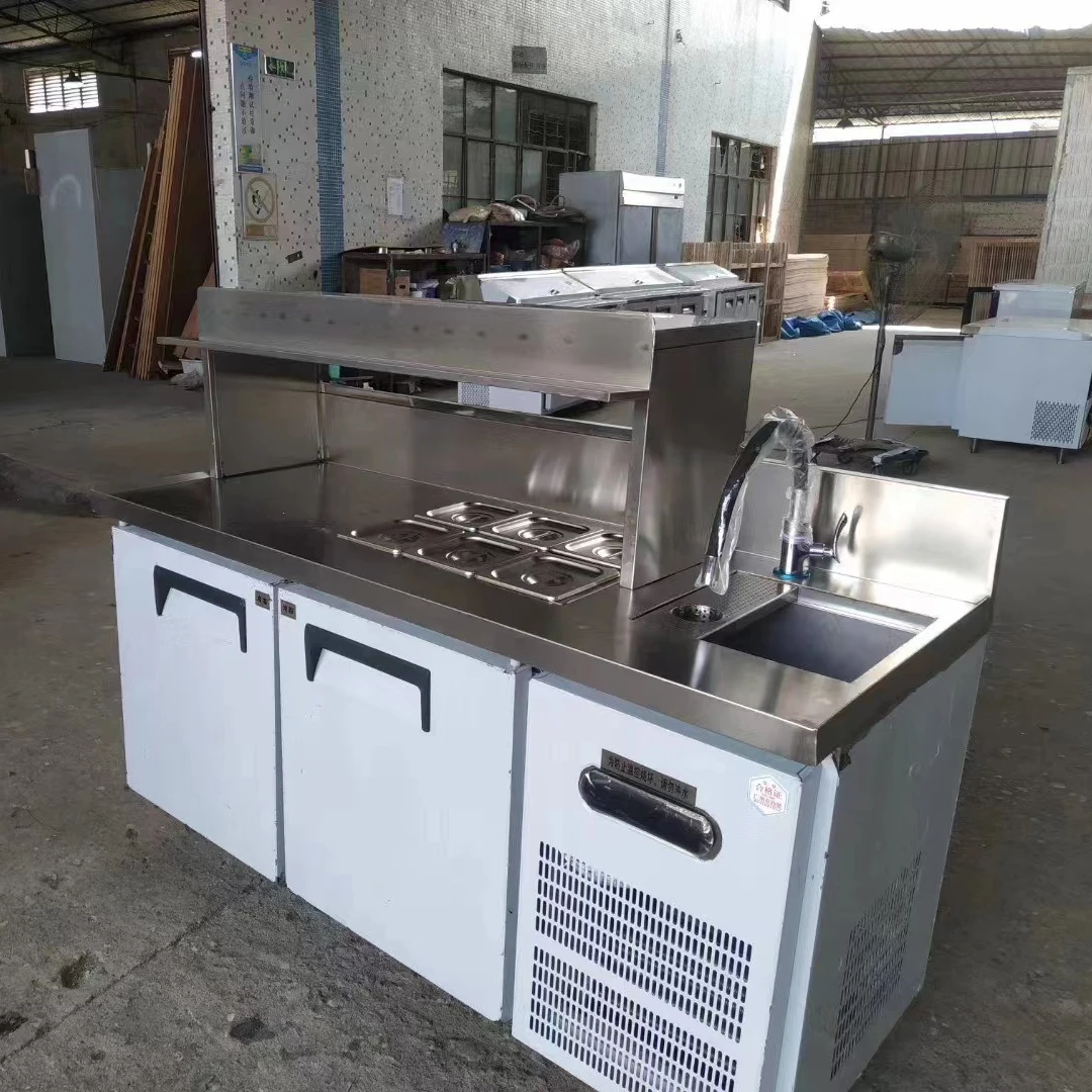 Подгонянный под прилавок холодильник из нержавеющей стали Workbench для магазина молочного чая